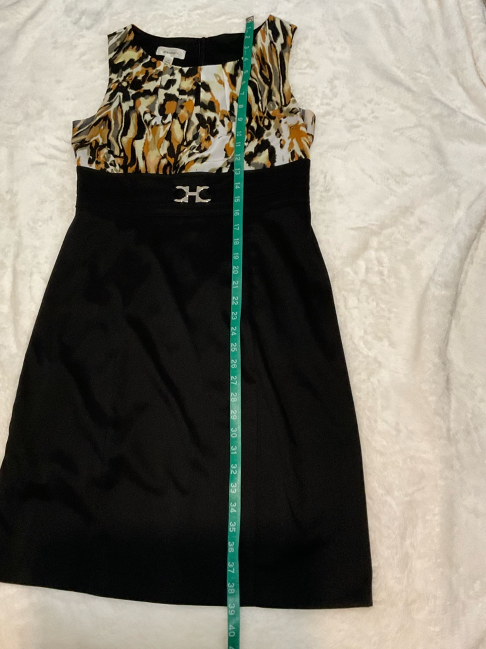 Dressbarn Sleeveless Animal-Print Bodice Midi Sheath Dress Size 10 - Picture 9 of 9